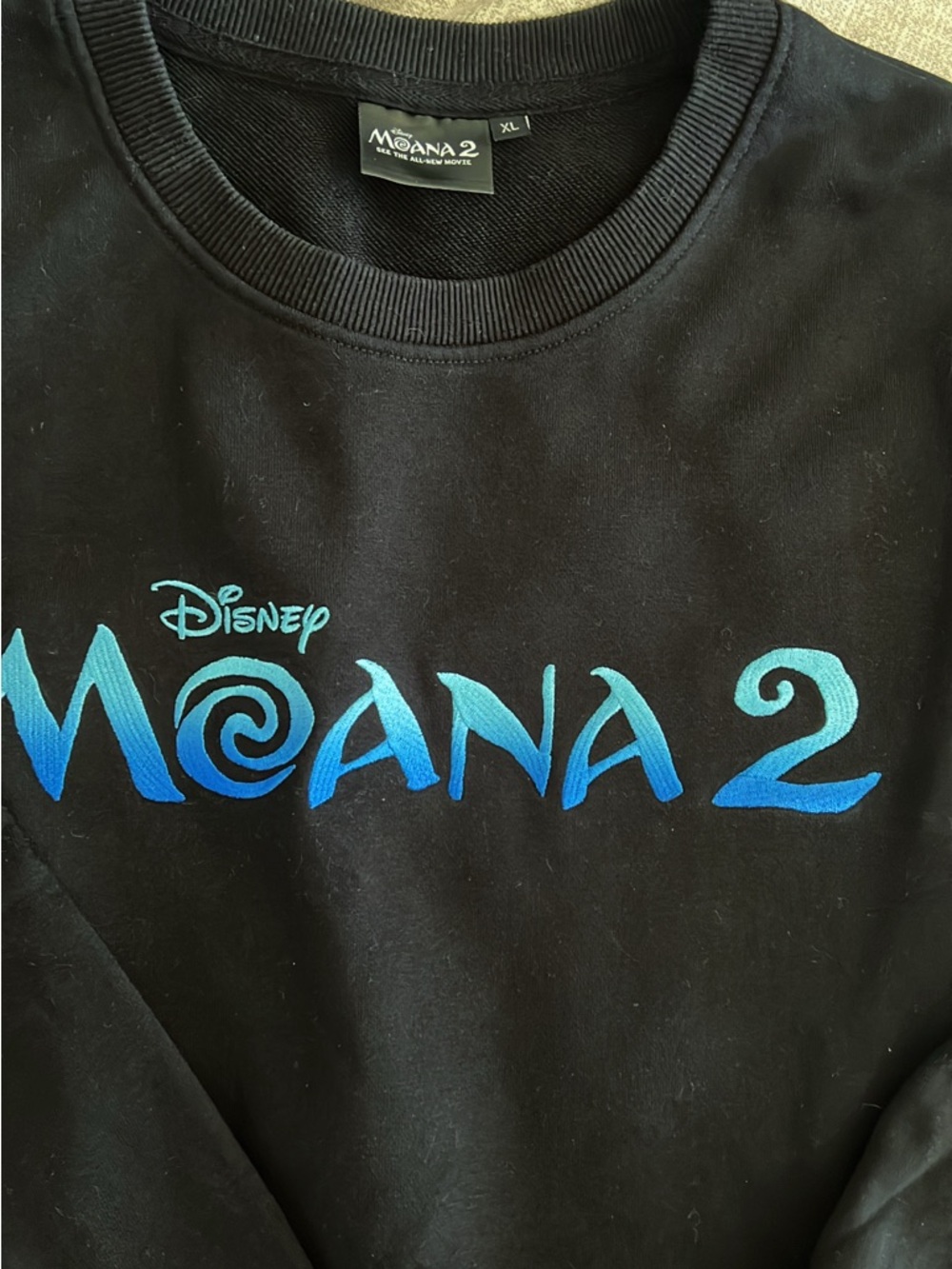 Disney Black Sweatshirt with Gradient Blue Moana 2 Logo